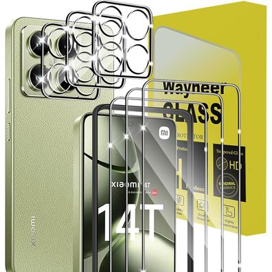 Wayneer Schutzfolie Xiaomi Mi 14T Panzerglas 2er Set Anti-Kratzen HD