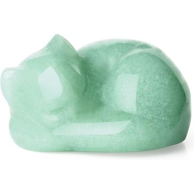 Grüner Aventurin Katze Kristall Figur Handschmeichler 4cm Naturstein