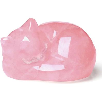 Rosenquarz Katze Schlafende Figur Edelsteine Skulptur Dekor für Katze Liebhaber
