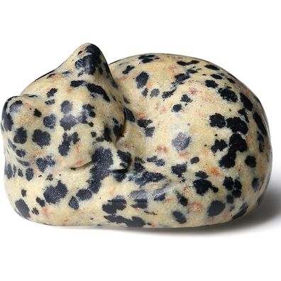 Qinjiejie Dalmatiner Jaspis Katze Kristall Statue Schlafende Katze Dekor