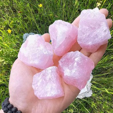 100% Rosenquarz Rohsteine Kristalle Wassersteine Natursteine Heilsteine 4 Stück