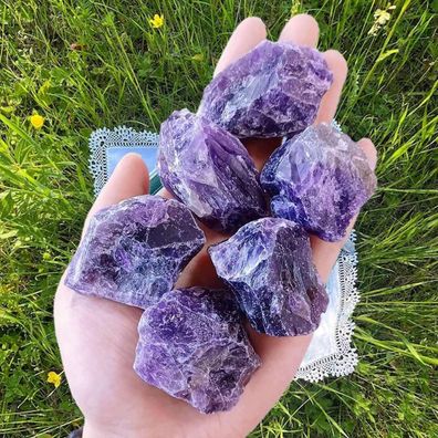 Premium Amethyst Rohsteine Natursteine Heilsteine set 4 Stück 4.5–5cm