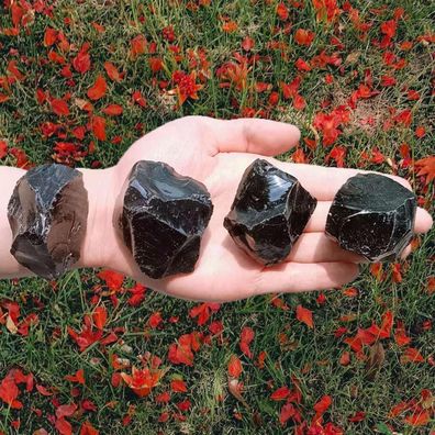 Obsidian Rohsteine Premium Wassersteine Kristalle 4 Stück Natursteine Heilsteine