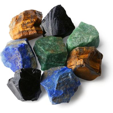 Naturstein Wassersteine Set 4 Stück Tigerauge Aventurin Lapislazuli Obsidian