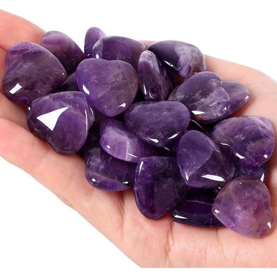 Amethyst Herz Steine Set 20 Stück Heilung Kristalle Meditation Glückssteine
