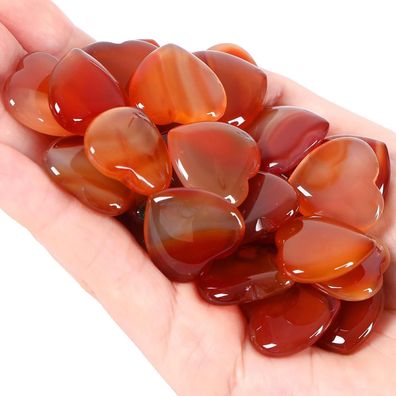 20 Stück Karneol Herzstein Set für Chakra Meditation Glück Stein