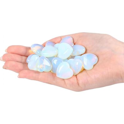 Qinjiejie 20 Stück Opal Herz Steine Set Natürliche Liebe Glückssteine