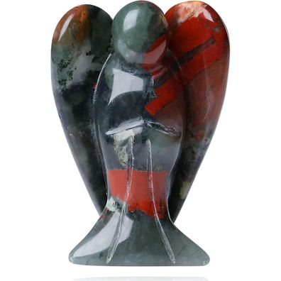 Qinjiejie 50mm Engel Figur Schutzengel Blutstein Edelsteine Kristall Statue