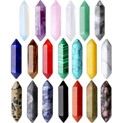 20tlg Kristall Zauberstab Set Natürliche Edelsteine Rosenquarz Amethyst Healing