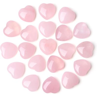 20Stück Rosenquarz Herz Edelstein Set Kristall Heilung Liebe Reiki 0,6 Zoll
