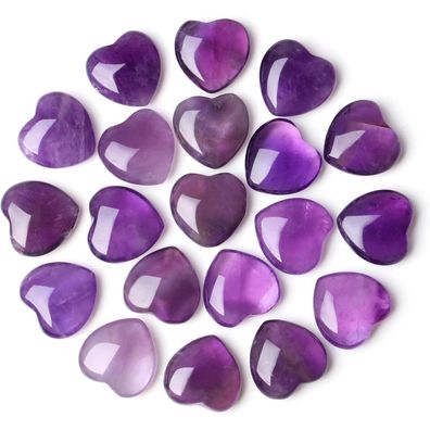 Amethyst Herz Edelstein Set 20 Stück Natürlich Liebe Reiki Kristalle 0,6 Zoll