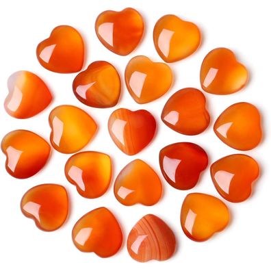 20 Stück Karneol Herz Edelsteine Heilung Kristall Set Natürliche Reiki