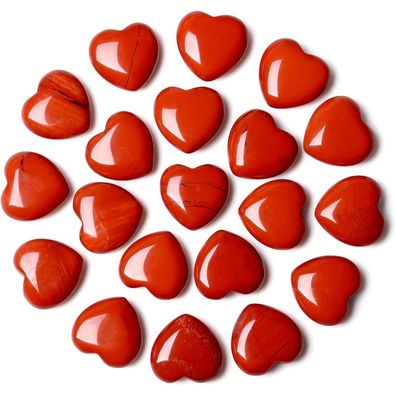 20 Stück Roter Jaspis Herz Edelsteine Set 0,6 Zoll Natürlich Heilung Kristall