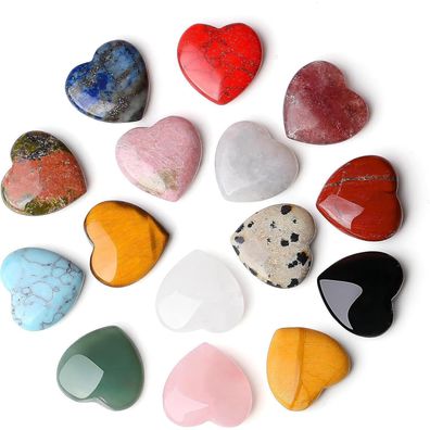 15 Stück Natürliche Edelstein Herz Kristalle Set für Meditation & Dekoration