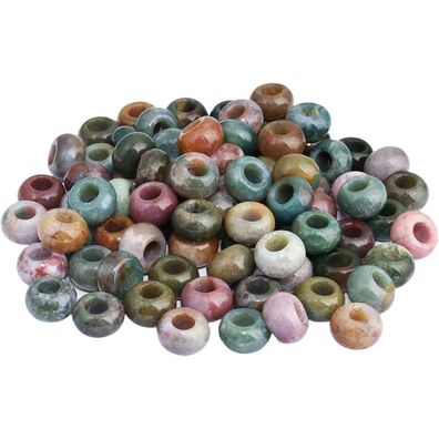 20Pcs Große Loch Lose Rondelle Polierte Steinperlen Charms European Armband