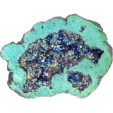 Kyeygwo Natur Titanium Coated Quarz Kristall Geode Cluster Dekoration 100-200g