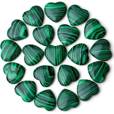 Natürlicher Malachit Herz Kristallstein Set 20 Stück 20mm