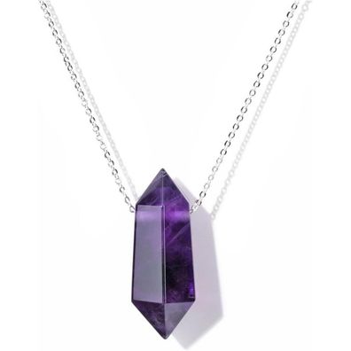 Amethyst Hexagon Anhänger Kette Heilstein Kristall Halskette Amulett