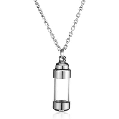 Jovivi Edelstahl Asche Schmuck Flasche Anhänger Kette Halskette Gedenk Silber