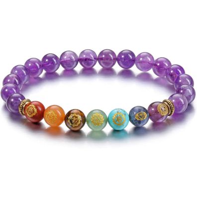 Chakra Armband Edelstein Runen Yoga Healing Reiki Amethyst-Energie