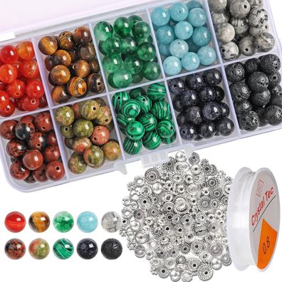 Natürliche Edelsteine 200 Stück 8mm Perlen für Schmuck Basteln SOSMAR