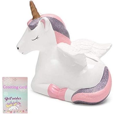 Einhorn Spardose Groß Keramik Mädchen Sparbüchse Kinderzimmer Dekoration