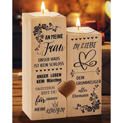 Herz Kerzenhalter Holz Valentinstag Geschenk Frau Ehefrau