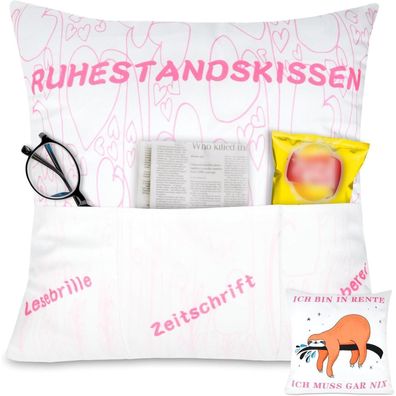 Ruhestandskissen Renteneintritt Geschenk Frau 45x45cm Abschiedskissen Taschen