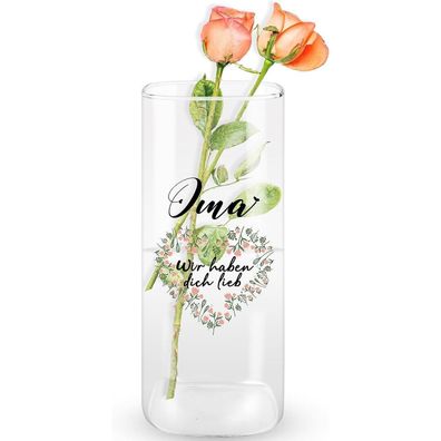 Moderne Glasvase Geschenk Oma Weihnachten Deko Blumenvase 19 cm Transparent