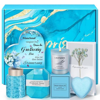 Weihnachtsgeschenk Set Herzförmiges Acryl Dekoschild Lavendelkerze Badebombe