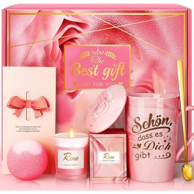 Weihnachtsgeschenke für Frauen Tasse Set Wellness Rosa