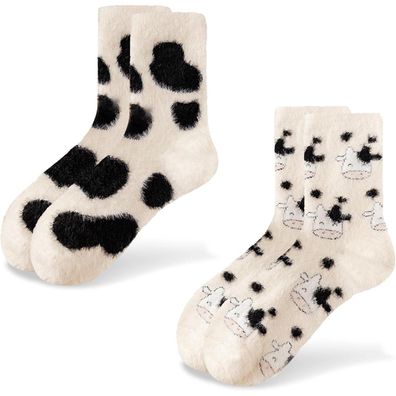 2 Paar Kuhsocken Damen Warme Flauschige Stoppersocken Wintersocken