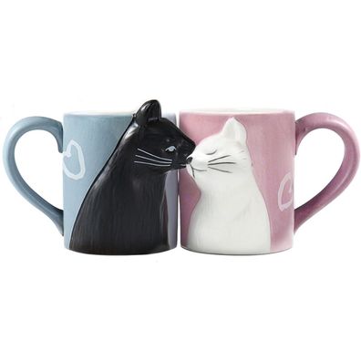 Hochzeitsgeschenk Katzentassen Set für Paare - Lustige Kaffeetassen