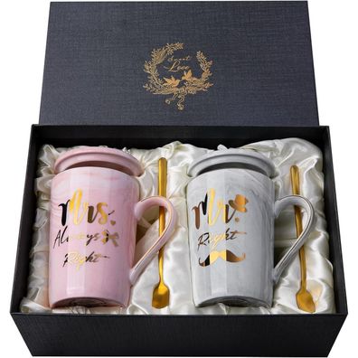 Personalisierte Hochzeitsgeschenke Tassen für Paare, Rosa/Grau