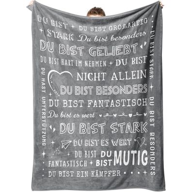 Personalisierte Flanelldecke 62x52 Zoll Grau für Frauen Männer