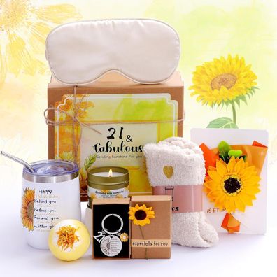21. Geburtstag Geschenk Sonnenblume Box für Mädchen 21 Jahre, Happy