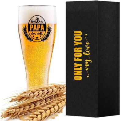 Papa Weizenbierglas mit Spruch "bester PAPA der Welt" - Perfektes Geschenk für