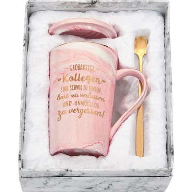 Abschiedsgeschenk Kollegin Kaffeetasse 400ml Personalisiert Marmor Tasse Spruch