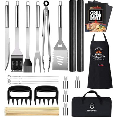Grillbesteck Set 21 teilig Edelstahl BBQ Zubehör Männer Geschenk