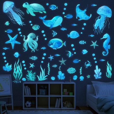 Leuchtsterne Meerestiere Wandtattoo Leuchtend Aufkleber Kinderzimmer Badezimmer