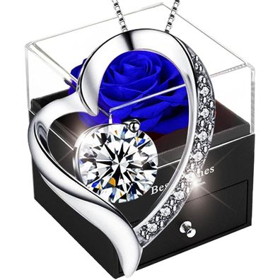 Sweetime Infinity Blaue Rosen 925 Silber Halskette, osebox Valentinstag
