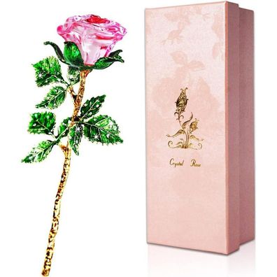 Rosa Kristallrose K9 Glasrose Wunschkarte Geburtstag Muttertag Hochzeit