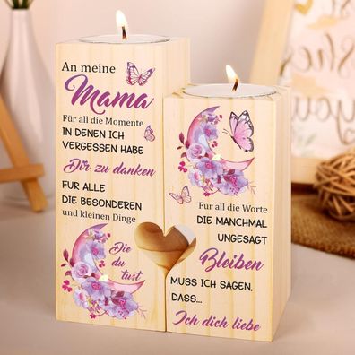 Vetbuosa Kerzenständer für Mama - Holzhandwerk mit Gravur, Geschenk von