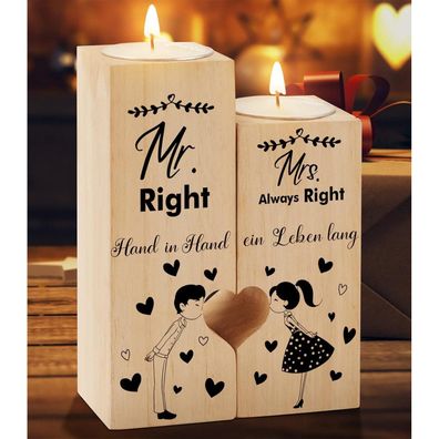 Hochzeitsgeschenk für Brautpaar Herzförmiger Kerzenhalter Mr und Mrs
