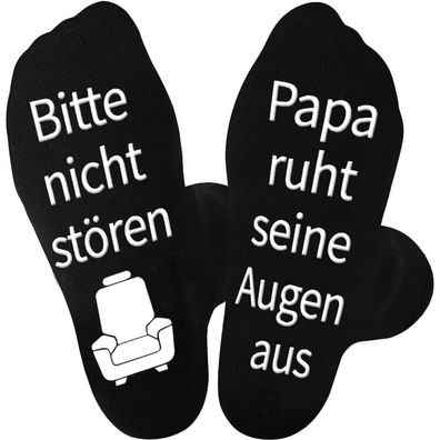 QXRXN Lustige Socken mit Spruch "Bitte nicht stören, Papa ruht seine Augen aus"