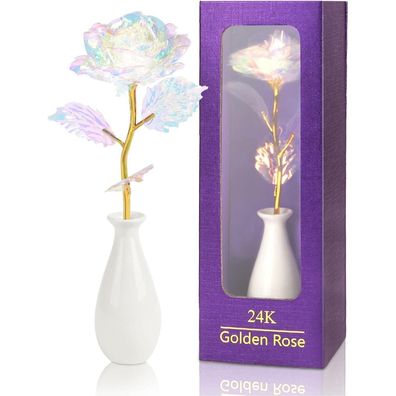 ADAZ 24K Goldene Ewige Rose Geschenk Vase Valentinstag Muttertag frauentags