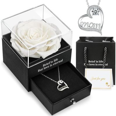Ewige echte Rose 'Mom' Halskette Muttertagsgeschenk