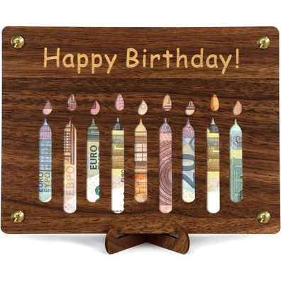 Geburtstag Geldgeschenke aus Holz Happy Birthday Verpackung mit Karte