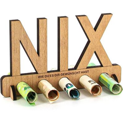 Giftota Holz NIX Geldgeschenk Geburtstag Dekoration DIY Idee 16x9.5cm