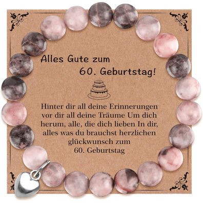 Rebundex 60. Geburtstag Armband Naturstein Perlen Damen Geschenk